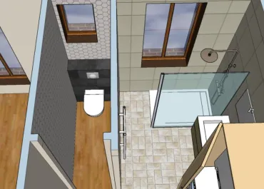 Plan 3D de rénovation – exemple de visualisation avant travaux - Salle d'eau