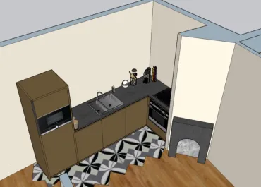 Plan 3D de rénovation – exemple de visualisation avant travaux - Cuisine