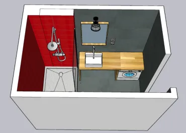 Plan 3D de rénovation – exemple de visualisation avant travaux - Salle de bain