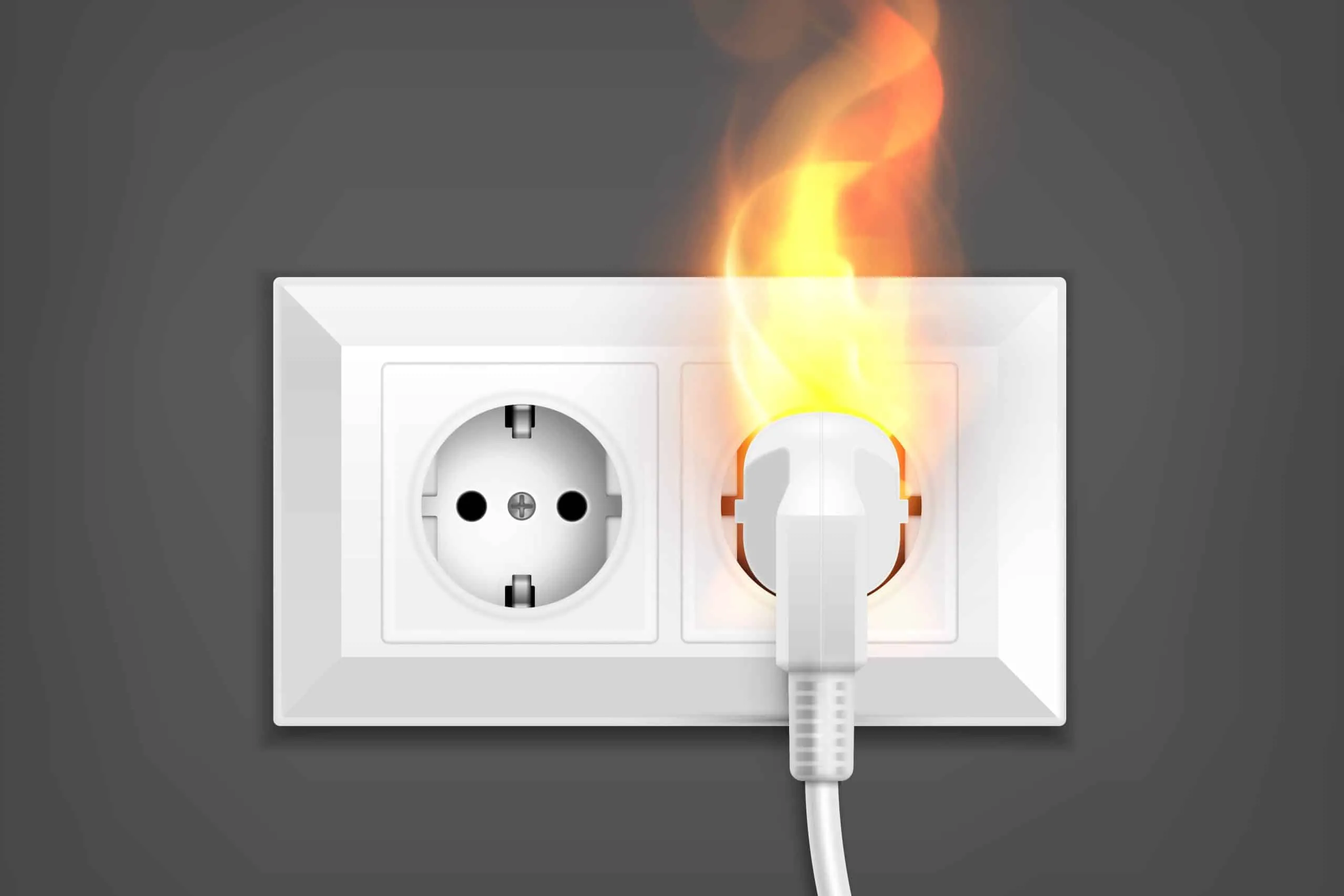 Fumée sortant d'une prise électrique, indiquant un danger potentiel
